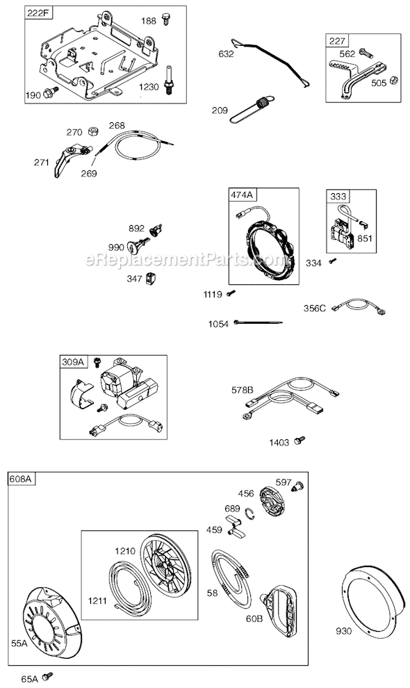 Page D Diagram and Parts List for 15Z100SERIES 0111 Briggs and Stratton Engine
